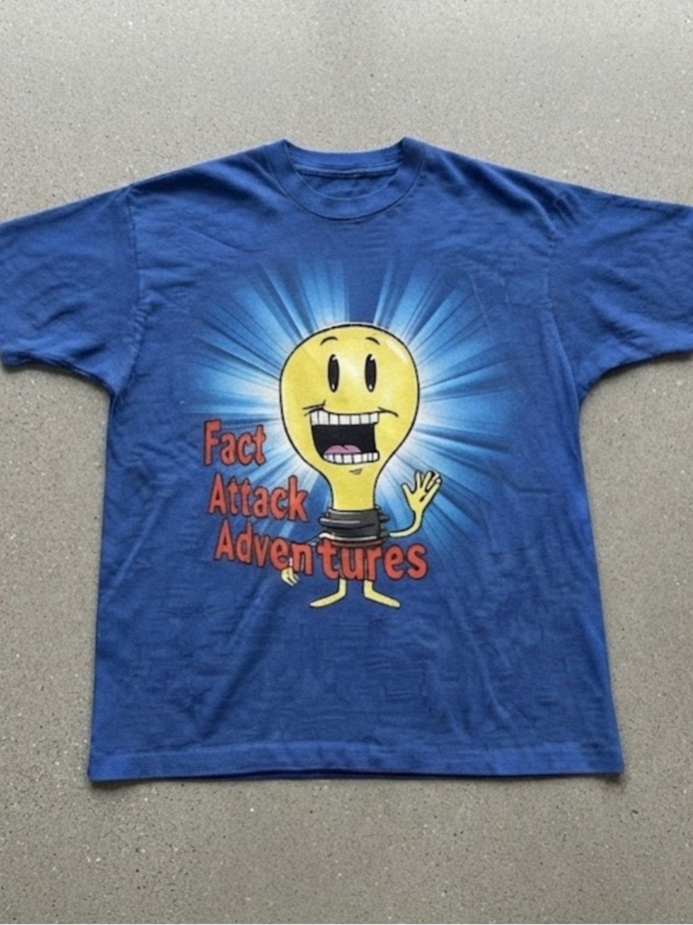 Fact Attack Adventures Cartoon Lightbulb Blue Gildan T-Shirt